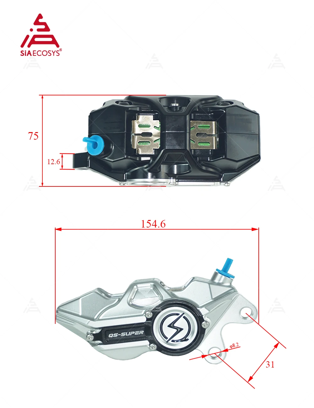 QS 4-Piston 220mm Forged Alumi - Forged Front Brake Caliper 4 Piston 评论和价格